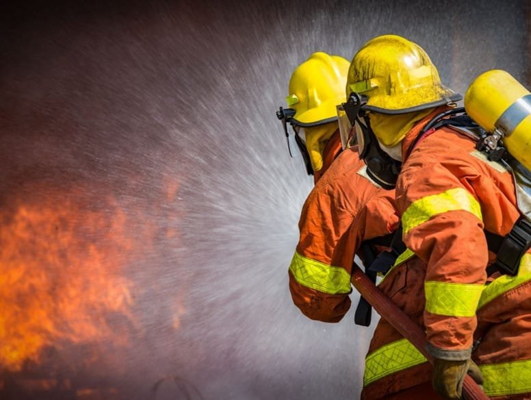 Firefighters in action